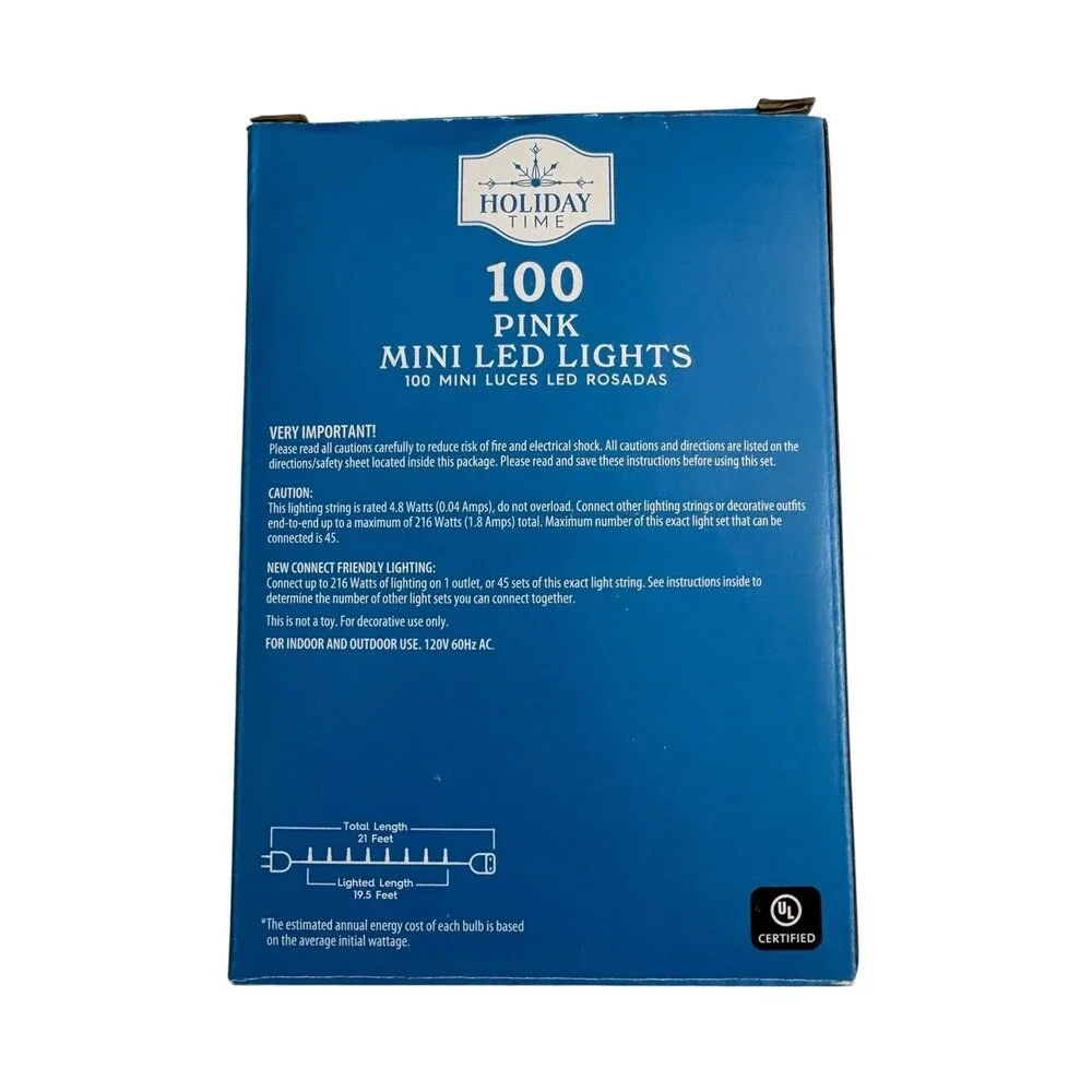 3 Holiday Time LED Mini Light Set White Wire Pink Bulbs, 300 Count Wedding
